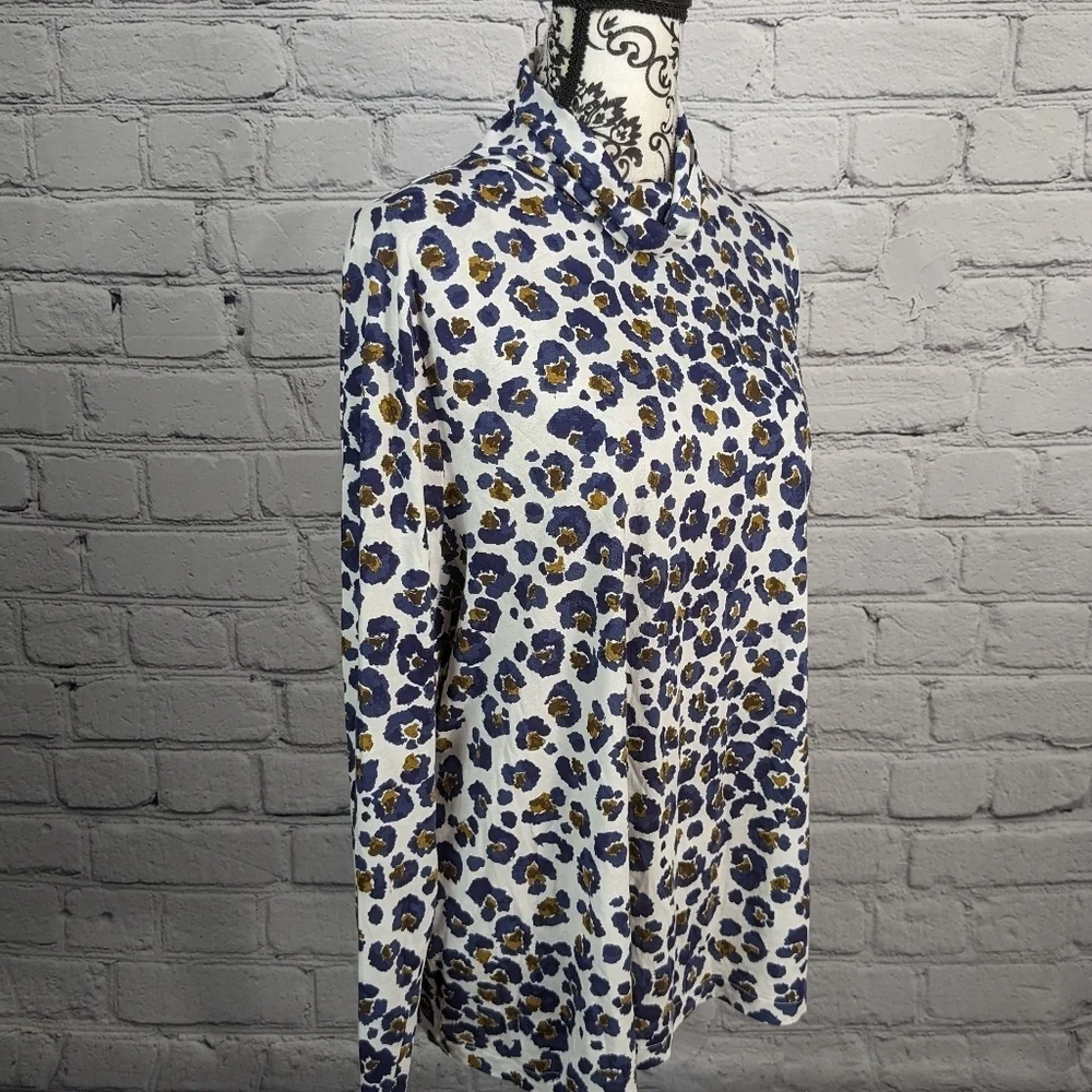 J. Crew Women's Long Sleeve Animal Print cotton Popover Top plus SIZE 3X BBIN